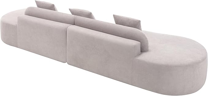 Modern Curved Cloud Sofas with Three Pillows Terrycloth Fabric Upholstered Sofa Combination Sofa Comfy 4 Seat Modular Sofa Minimalist Sofa in Living Room Apartment (Gray *172)