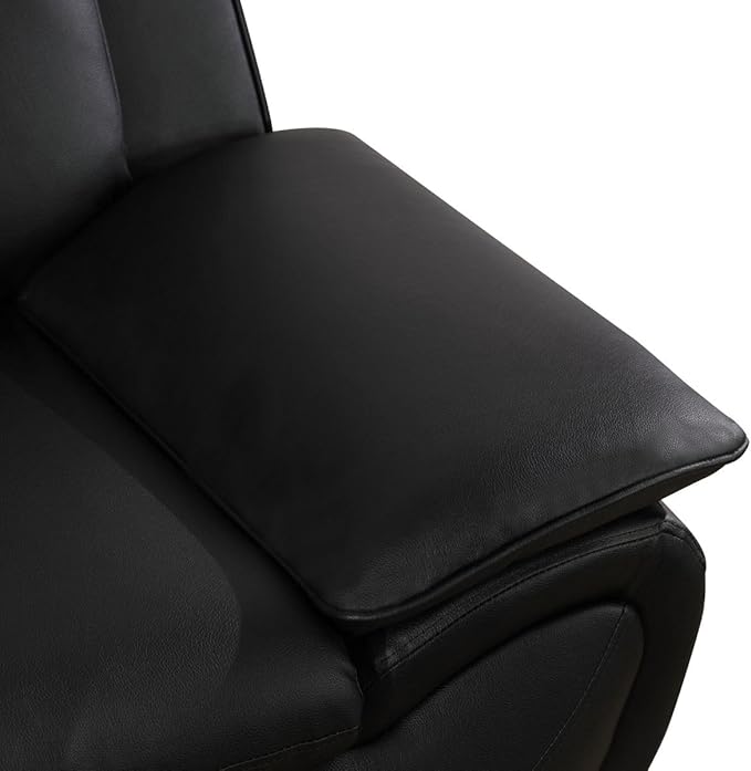 Lounge Comfy Faux Leather Sofa Modern Couch for Small Living Room/Dorm/Bedroom/Office/Apartment for Small Spaces (Black-2 Single Seat)