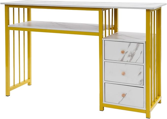 Modern Nail Salon Desk with 3 Drawers 47 Inch Large Manicure TableBeauty Station for Nail Tech Heavy Duty Makeup Table with Storage Salon Furniture for Home Spa Office