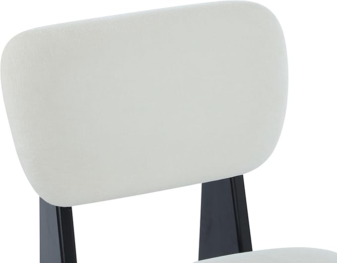 GDFStudio Upholstered Armless Accent Chairs Set of 2 Modern Side Chair Minimalist Leisure Chair with Backrest White Cusion for Living Room Bedroom Reading Room Black Slid Wood Base