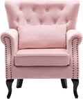 chairus Mid-Century Modern Accent Chair Comfy Tufted Single Sofa Chair Wingback Armchair with Pillow for Club Living Room Bedroom - Velvet Pink