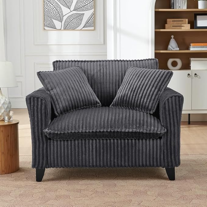 Polibi Lazy Comfortable Single-Person Sofa Chair with High-Resilience Cushion and a backrest Compact Single Seater for Living Room &amp Bedroom Grey