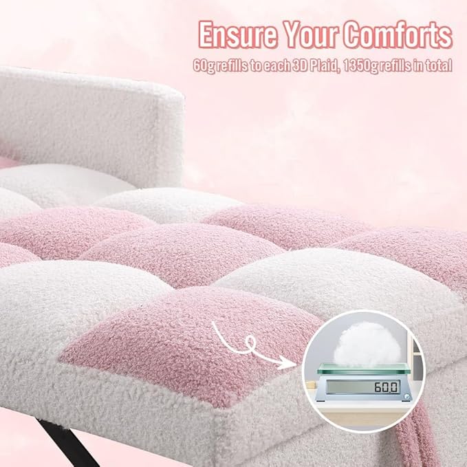 Convertible Sleeper Sofa Chair Bed3-in-1 Sleeper Chair Bed with PillowPull Out Single Armchair Sofa Bed with Adjustable Backrest Multi-Functiona Lounge Chair for Living Room (Pink)