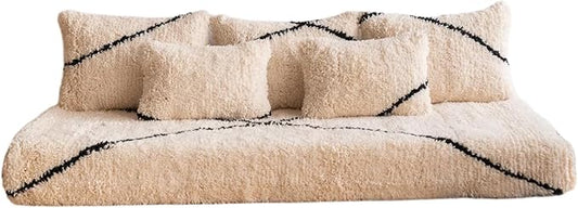 arabicsofa Moroccan Style Colorful Floor Couches – Handmade Modular Floor Cushions (White Beni 32 6 ft Floor Sofa)