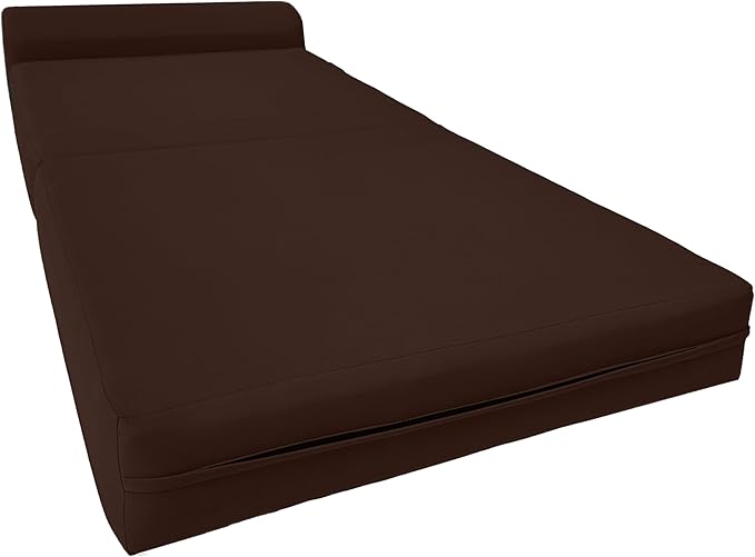D&ampD Futon Furniture Sleeper Chair Folding Bed Studio Sofa Guest Folded Mattress High Density Foam (70 x 36 x 6 Brown)