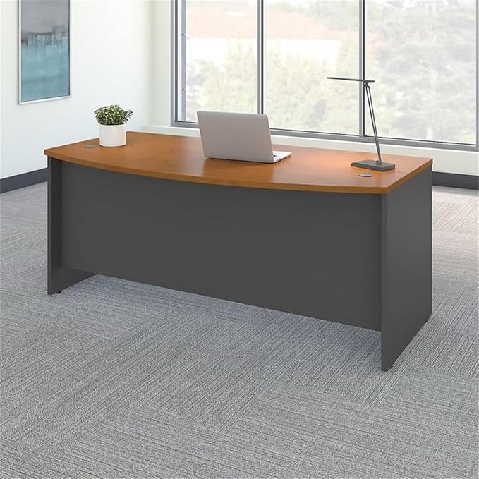 Bush Business Furniture Series C 72W x 36D Bow Front Desk in Natural Cherry