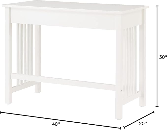 OSP Home Furnishings Sierra Writing Desk with Pull-Out Drawer and Mission Style Side Panels White