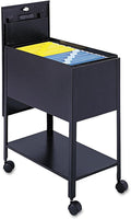 Pemberly Row Extra Deep Mobile Letter Size Tub File Steel Construction Black Finish Lockable with 2 Keys Lower Storage Shelf 4 Swivel Casters Office Filing Cabinet for Letter Folder Organization