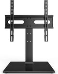 Universal TV Stand - Table Top TV Stand for 27-60 inch LCD LED TVs - 9 Level Height Adjustable TV Base Stand with Tempered Glass Base &amp Wire Management VESA 400x400mm