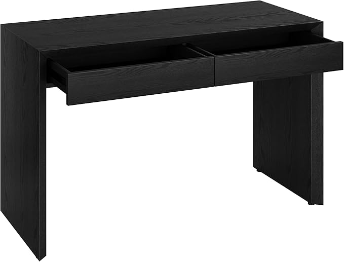 Henn&ampHart 48 Modern Rectangular Wooden Home Office Desk Computer Desk Writing Table with 2 Storage Drawers for Home Office Natural Black