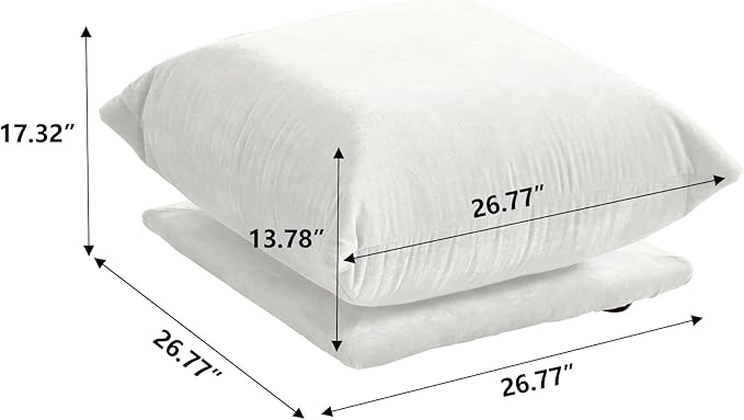 JACH Mid-Century Modern Ottoman Comfy Chenille Sofa Footrest Couch with Thick Cushion 26 Foot Stool Furniture for Small Spaces Living Room Bedroom Office Apartment White