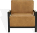 SAFAVIEH Couture Collection Roselle Mid-Century Modern Brown Vegan Leather/Black Solid Wood Accent Chair for Living Room Home Office Study Bedroom