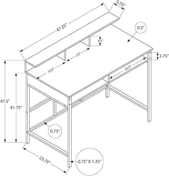 Computer Desk Standing Desk Home Office Organizer White