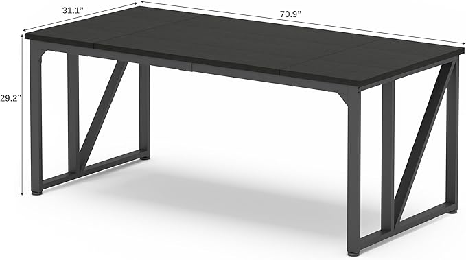 Computer Desk 70 Home Office Desk Large Desks with Wide Workstation Sturdy Metal Frame Thicker Tabletop Gaming Computer Desk for Home Office Workstation (Black-A)