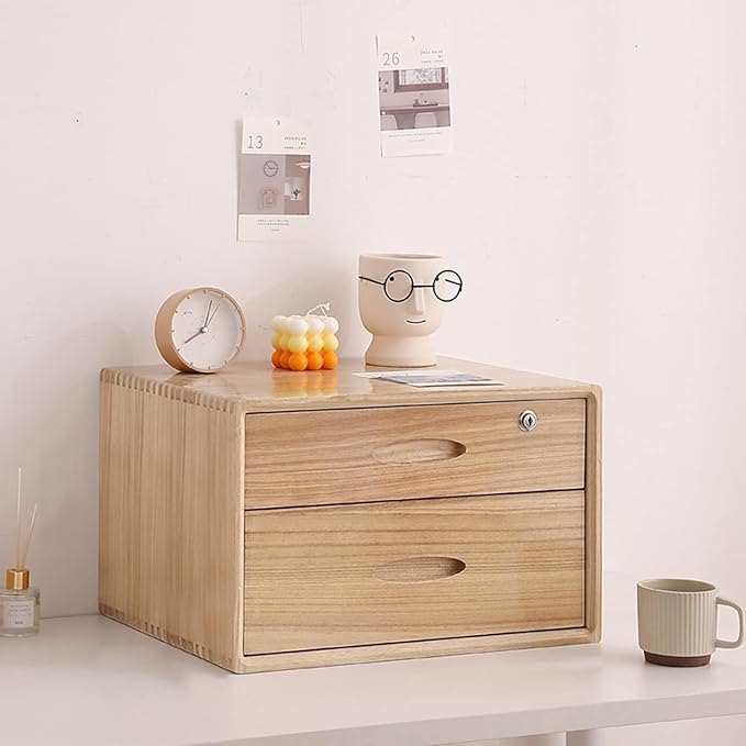 Multi-Layer Drawer Storage Box Flat File Cabinet With Lockable 1/2/3 Drawer Solid Wood A4 Treatment Storage Cabinet For Home Desktop Office(B2 drawer)