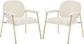 Accent Chair Set of 2 Sherpa Upholstered Armchair Reading Side Chair Comfy Living Room Chair with Gold Metal Legs for Bedroom Waiting Room Beige