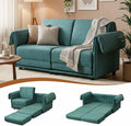 Convertible Sleeper Sofa Bed Pull Out Couch with High-Density Foam Modern Upholstered Loveseat Futon 2-in-1 Full Size Bed for Living Room Apartment Small Space (Green) | Foldable Convertible Bed
