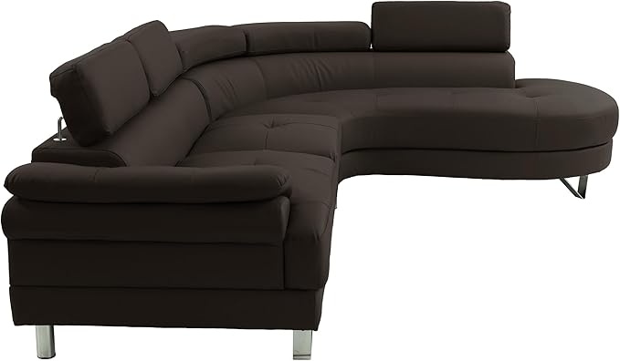 Poundex F6984 Bobkona Isidro Faux Leather sectional