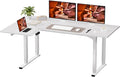 4 Legs L-Shaped Standing Desk Large 71x43 Inches Electric Adjustable Height Desks with Splice Board Stand Up Desk Home Office Computer Workstation White