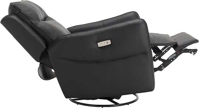 MINCETA Power Recliner ChairsModern Upholstered 270 Swivel Nursery Rocker Glider Recliner for Living RoomPU Leather in Black