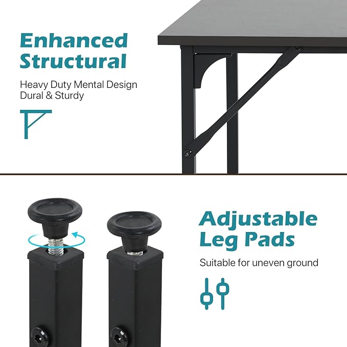 Dkelincs 40 Inch Small Computer Desk Home Office Desk Writing Desk Modern Simple Style Study Work Table with Metal Frame Easy Assembly Adjustable Feet Water-Resistant Scratchproof Surface Black