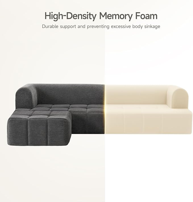 ONBRILL 97” Modular Sectional Sofa with Deep Seat Cloud Sectional Couch with L-Shape ChaiseChenille Upholstered Couches for Living Room Bedroom ApartmentsNo Assembly Required