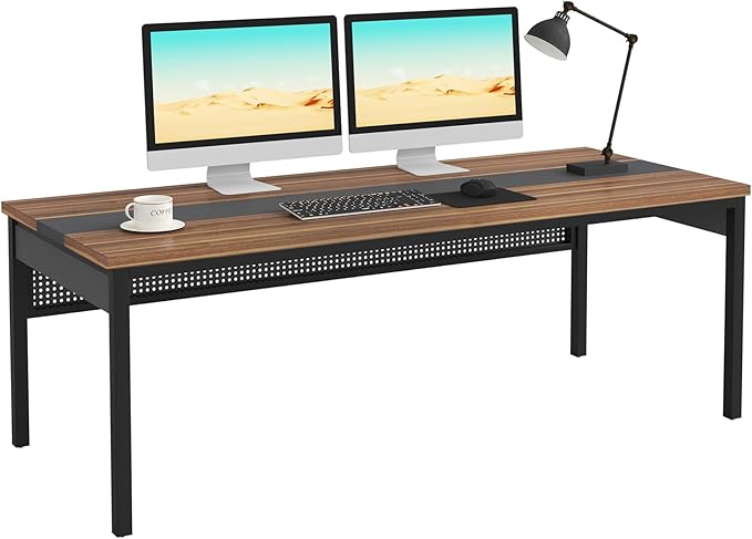 Tribesigns 70.8-Inch Executive Desk Large Office Computer Desk Workstation Modern Simple Style Laptop Desk Study Writing Table Business Furniture for Home Office (Brown and Black)