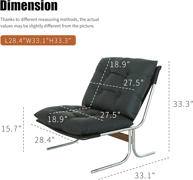 Modern PU Leather Living Room Chair-High Back Ergonomic Lounge Chair with Soft Padded Seat &amp Sturdy Metal Legs Mid-Century Stylish Living Room Reading Chair for Office Bedroom(Black + Faux Leath