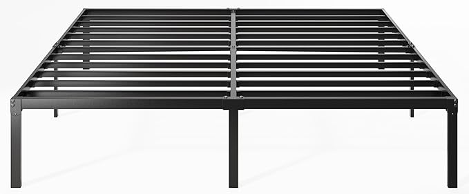 Allewie King Size Bed Frame 14 inch Metal Platform Beds with Storage Space No Box Spring Needed and Easy Assembly Black