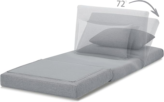 Artdeco Home Convertible Chair Bed 29 W Fold Sofa Bed with 1 Matching Pillow for Small Space Living Room and Apartment (Polyester Moonlight)