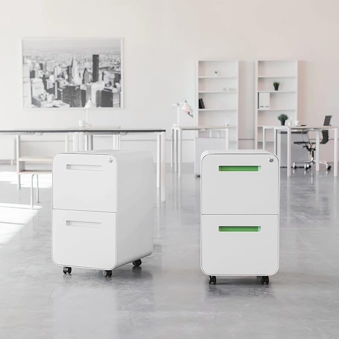 Laura Davidson Furniture Stockpile 2 Drawer Mobile File Cabinet with Lock - Under Desk Metal Filing Cabinet Legal/Letter File Folders Wheels and Stationary Feet Pre-Assembled Dark Grey