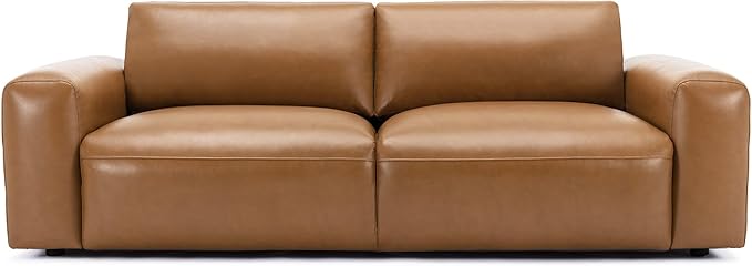 COLAMY Mondo Leather Modern Minimalist Sofa Brown