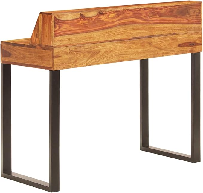 ZEYUAN Office DeskHome Office DeskStudy TableDesk 43.3x19.7x37 Solid Sheesham Wood and Steel