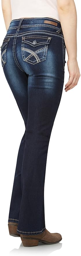 WallFlower Luscious Curvy Bootcut Jeans for Women Mid-Rise Insta Stretch Denim Size-Inclusive Juniors Jeans