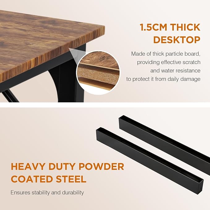 32 inch Small Computer Desk for Small Spaces Wood Desk Office Desk Writing Desk with Metal Frame &amp Adjustable Feet Modern Simple Computer Table PC Desk for Bedroom Home Office Brown Desk