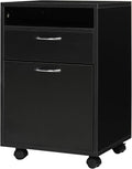 Mobile File Cabinet with 2 Drawers Under Desk Filing Cabinets Printer Stand Rolling Office Storage Cabinet with 4 Wheels for Home Office Organizer Letters/Legal/A4 (Black)