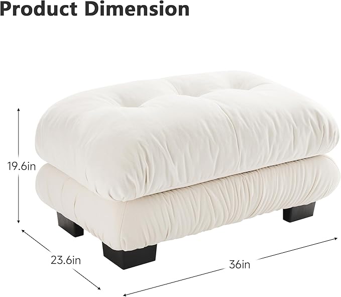 Chenille Upholstered Couches Ottoman for Oversized Modular Sectional Sofa White