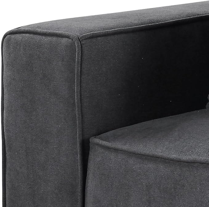 Grey Left Facing Accent Chair Modern Armchair with Loose Back &amp Throw Pillows Comfortable Lounge Chair for Office or Living Room