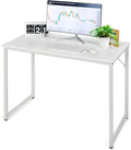 COSTWAY Home Office Computer Desk 40 inch Modern Simple Writing Study Desk Metal Frame Gaming Desk Laptop PC Workstation for Living Room Bedroom &amp Study (White)