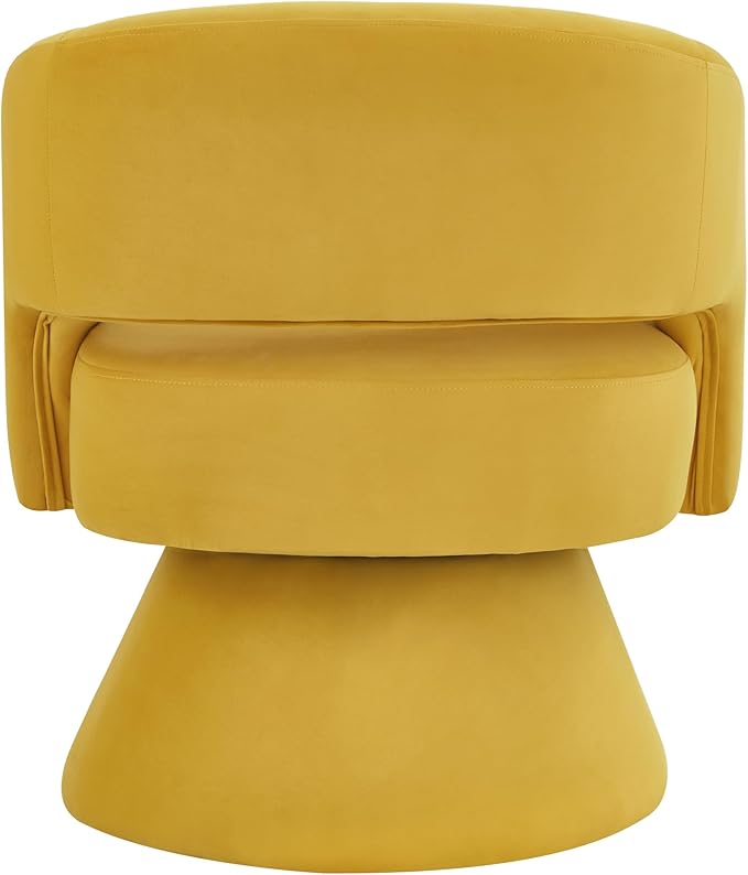 Swivel Barrel Chair Velvet Round Upholstered Accent ChairsLounge Chair with Open Backrest 360 Degree Comfy Single Sofa Dresser Chair for Living Room Hotel Bedroom Office (Yellow)
