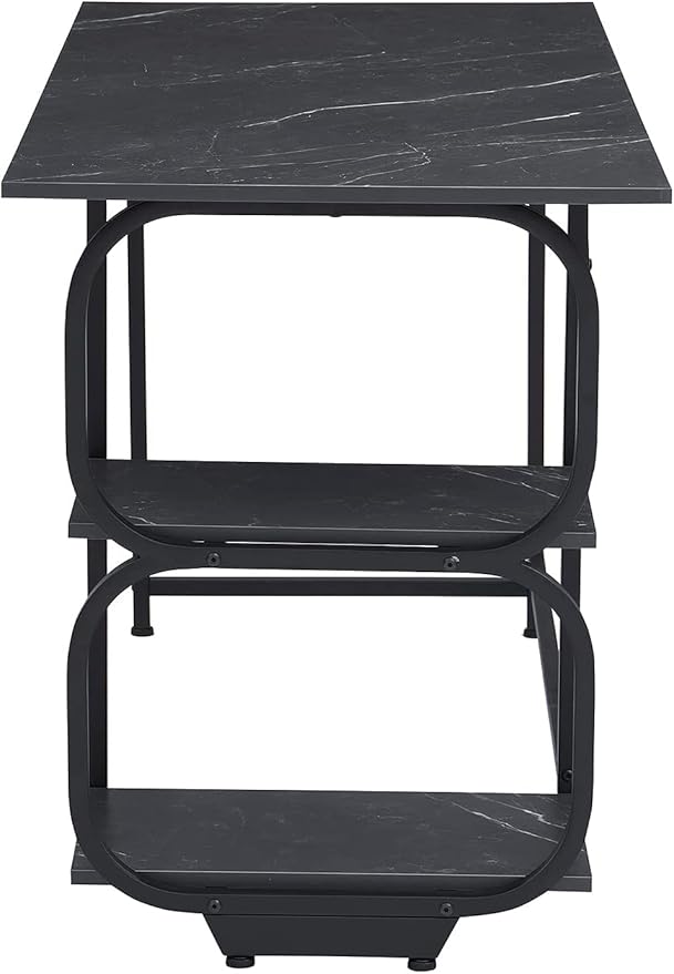 Anivia Gaming Computer Desk Small Home Office Desk with 2 Storage Shelves 47 Writing Desks Industrial Simple Style Wood Table Metal Frame for PC Laptop Notebook（Black） (47-B)