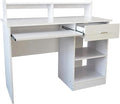 Computer Home Office Desk43 Inch Desk Study Writing Table with Storage Shelves Drawer and Keyboard StandGeneral Style Modern E1 15MM Chipboard Computer Desk (White)