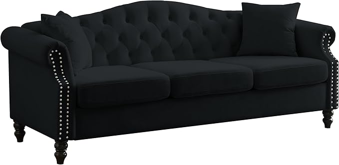 Oversized Velvet Loveseat 79 Inch Sectional CouchLuxury 3 Seater Deep Couch with NailheadUpholstered Sofa for Living Room Bedroom Apartment