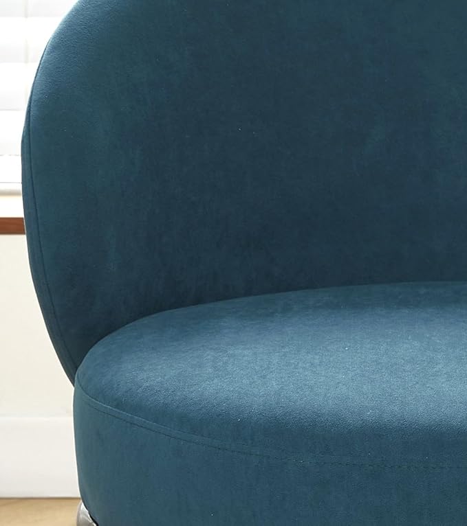 Modern Velvet Accent Chair with Channel Back Design Black Metal Legs and Soft Upholstery Comfortable Seating for Living Room Bedroom or Office Greenish Blue