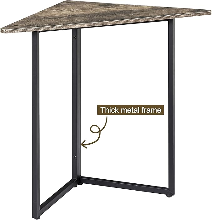 VECELO Corner Shelf End Side Tables Triangle Shelves with Metal Frame for Small Space Living Room Kitchen Bathroom Classic Grey