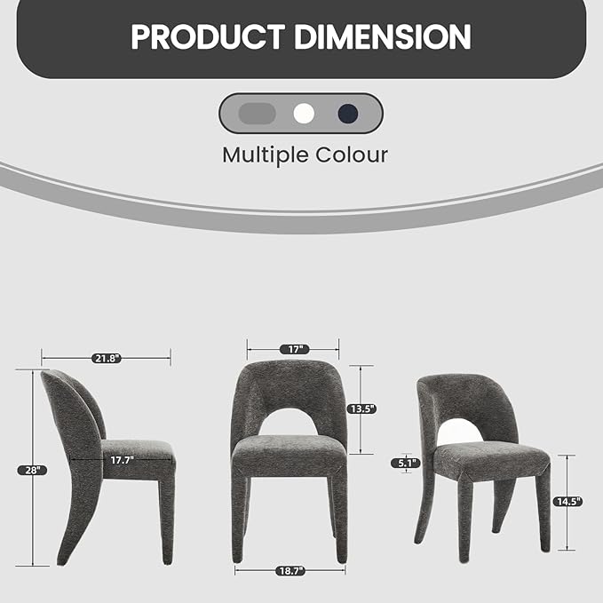 Dining Chairs Set of 2 Upholstered Kitchen Chairs with Soft Backrest Living Room Chairs for Home KitchenGray