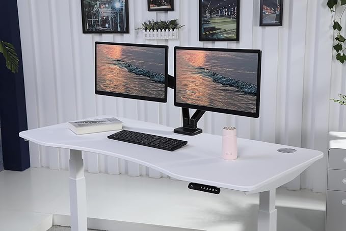 ApexDesk K Series 71 Height Adjustable Standing Desk with Memory Controller with Dual Motor for Home and Office White Curved Top