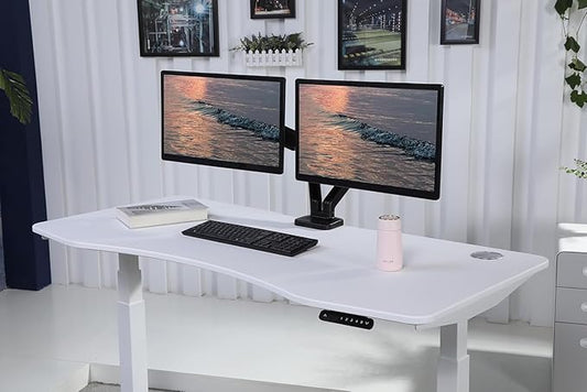 ApexDesk K Series 71 Height Adjustable Standing Desk with Memory Controller with Dual Motor for Home and Office White Curved Top
