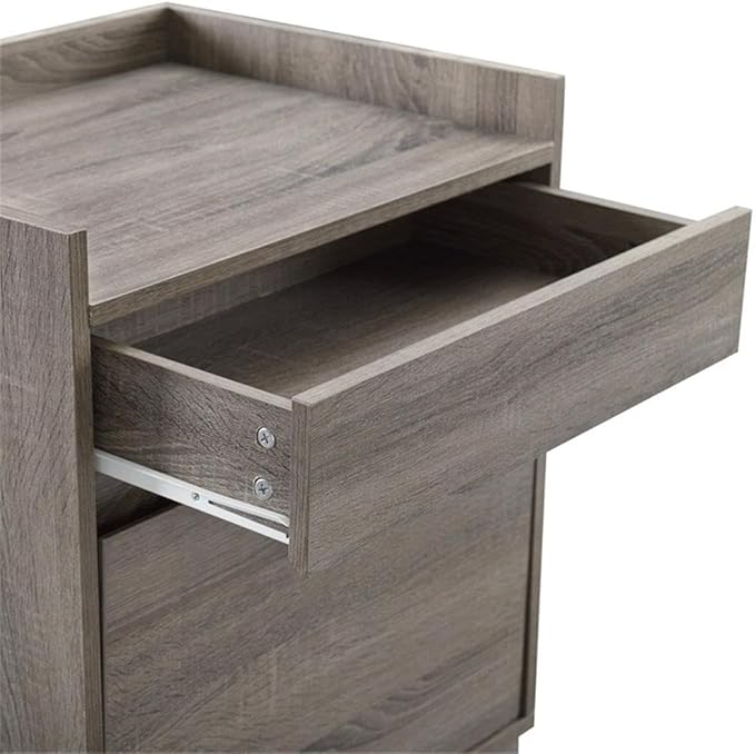 Riverbay Furniture Modern Filing Cabinet 2-Drawer Wood Frame Gray Veneer Finish Compact Office Storage with Hanging File Drawer and Printer Stand 27.13 in H x 22 in W x 17 in D