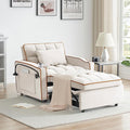 3 in 1 Convertible Sleeper Chair Modern Pull Out Couch Bed Single Recliner with Adjustable Back Velvet Futon Folding Sofa Bed Chair for Living Room Bedroom Small Spaces (Creamy White-2)